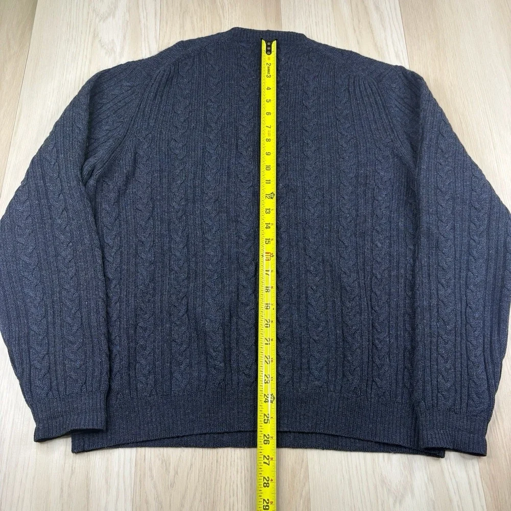 Brooks Brothers Mens Wool Cashmere Cable Knit Fisherman Sweater Blue Size Large